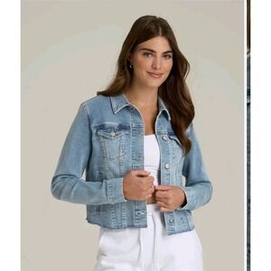 Forever 21 Size Small Jean Jacket Blue Light Wash Denim Button‎ Up Long Sleeve